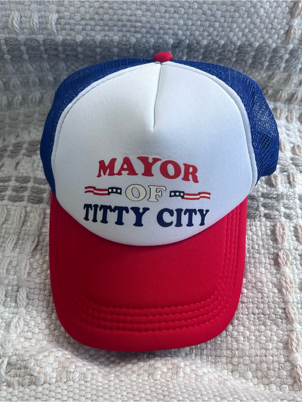 Patriotic 'Mayor of Titty City' Trucker Hat - Red White Blue